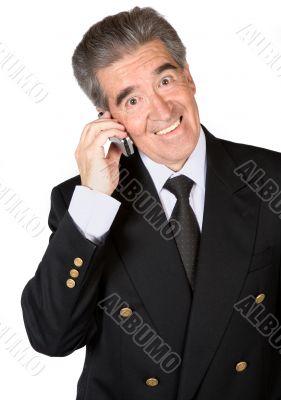 senior business man on the phone