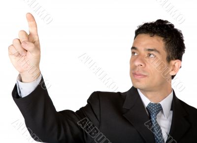 business man pointing at screen
