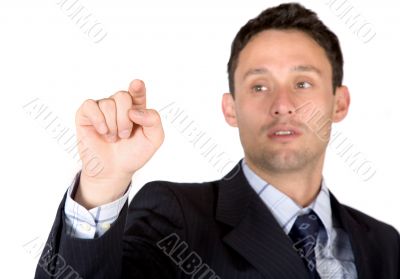 business man pointing at the screen