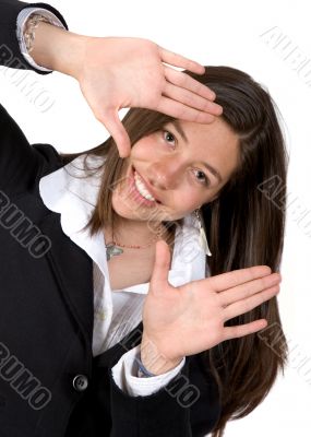 Business woman doing a hands frame