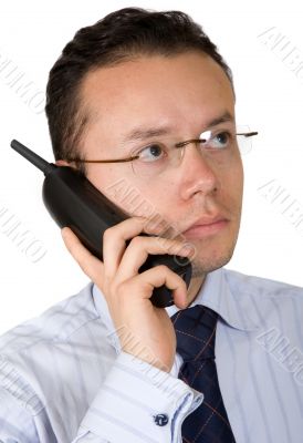 business man on an analogue phone
