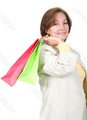 business woman with shopping bags