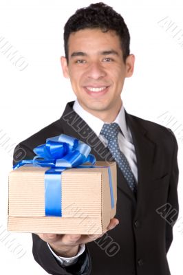 business man offering a gift