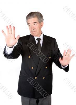business man touching the screen