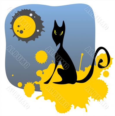 Cat and moon