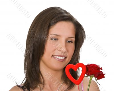 woman with a rose and a heart
