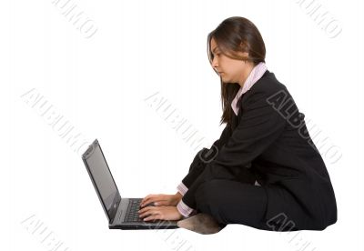 business woman working on the floor