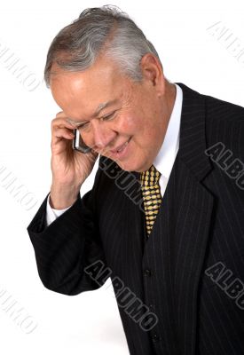business senior on the phone