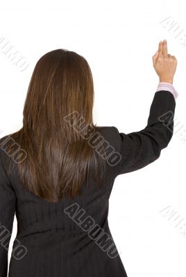 business woman pointing at something