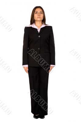 serious business woman standing firmly