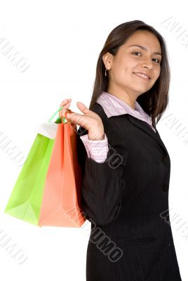 beautiful business woman with shopping bags