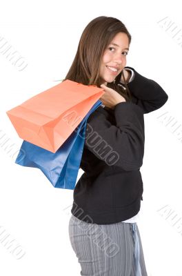 business woman with shopping bags