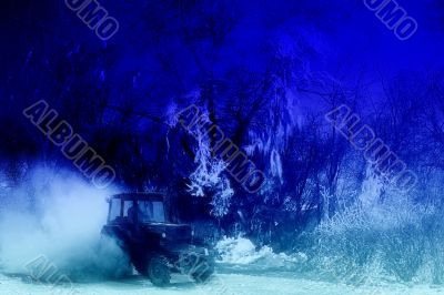 abstract background with scene night wood