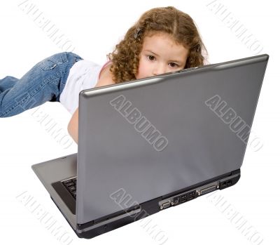 beautiful child using a laptop