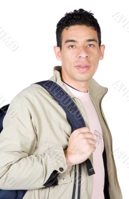 casual student in brown clothes
