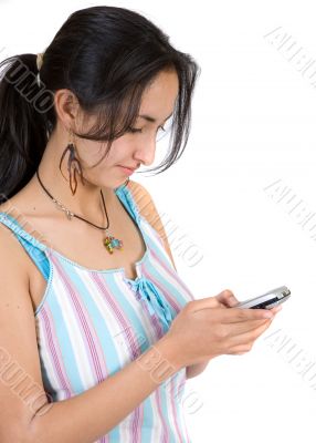 girl sending an sms