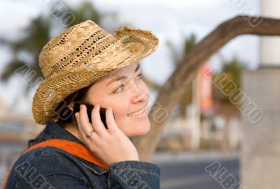 casual girl on the phone outdoors