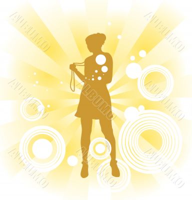 Woman and gold beams