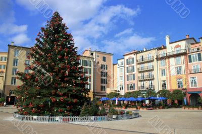 Hotel with Christmas Tree