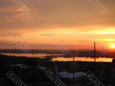 kazan`s industrial sunset.