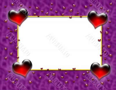 Valentine Heart Frame on Purple Waves
