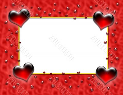 Valentine Heart Frame on Red Waves