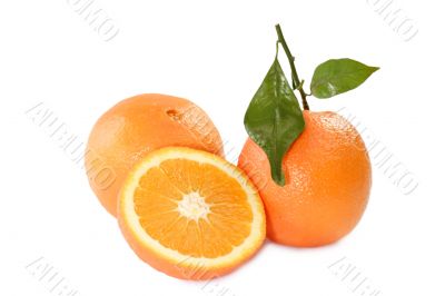 Orange with leaf