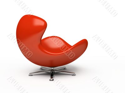Leather red armchair (side view) isolated on white background 3d
