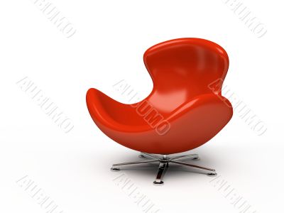 Leather red armchair isolated on white background