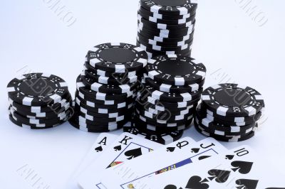 Card with poker chips