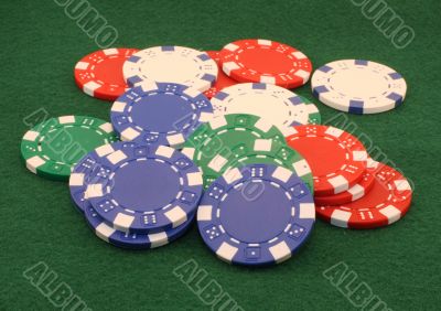 colored chips in pile