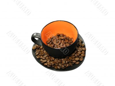 Coffee cup with cofee beans