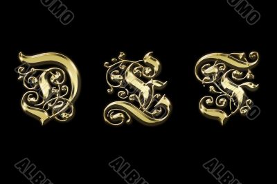 Gold letters D,E,F