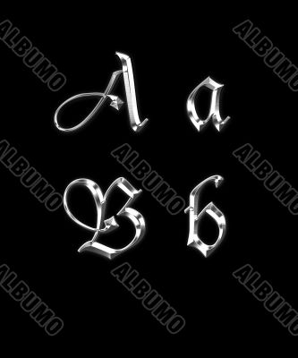 Silver letters A, B