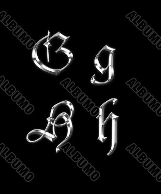 Silver letters G, H