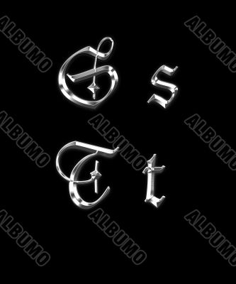 Silver letters S, T