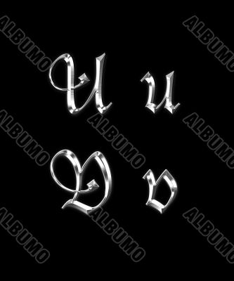 Silver letters U, V