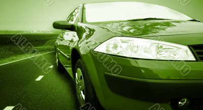 Red Sport Car on a HighWay