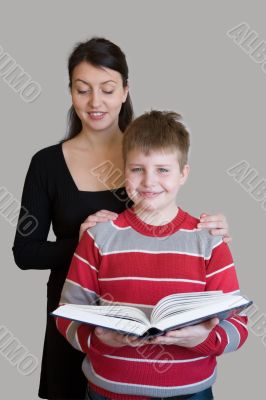 Family with book