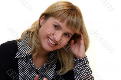 young woman is smiling n office