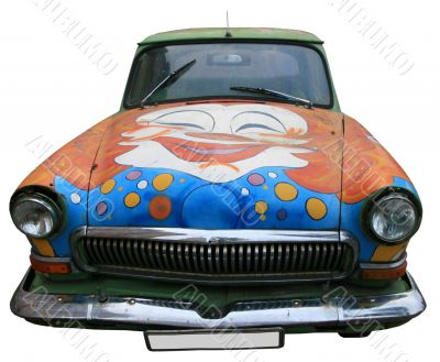 Isolated tricky colored vintage car