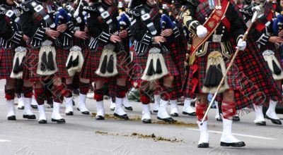 Kilted Bagpipe players