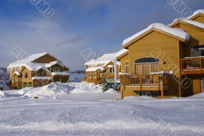 Townhouses after heavy snowstorm