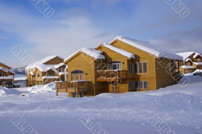 Townhouses after heavy snowstorm
