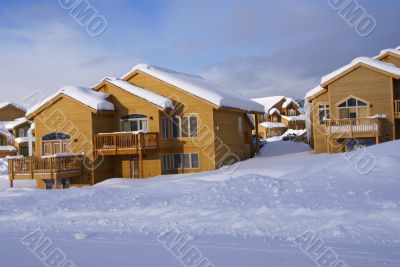 Townhouses after heavy snowstorm