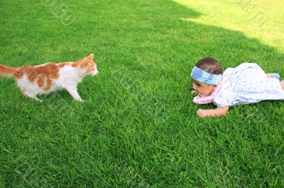 Girl and a cat