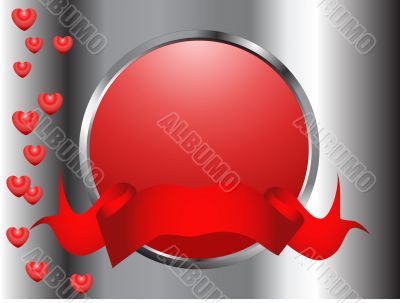 Red button with hearts