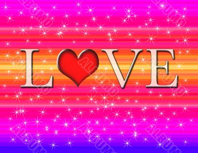 Love Letters on a Rainbow Background with Sparkles