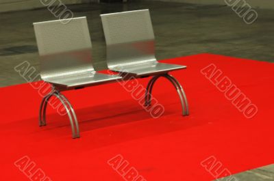 Bench and red carpet