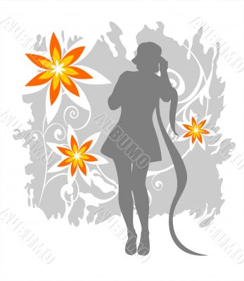girl and floral background